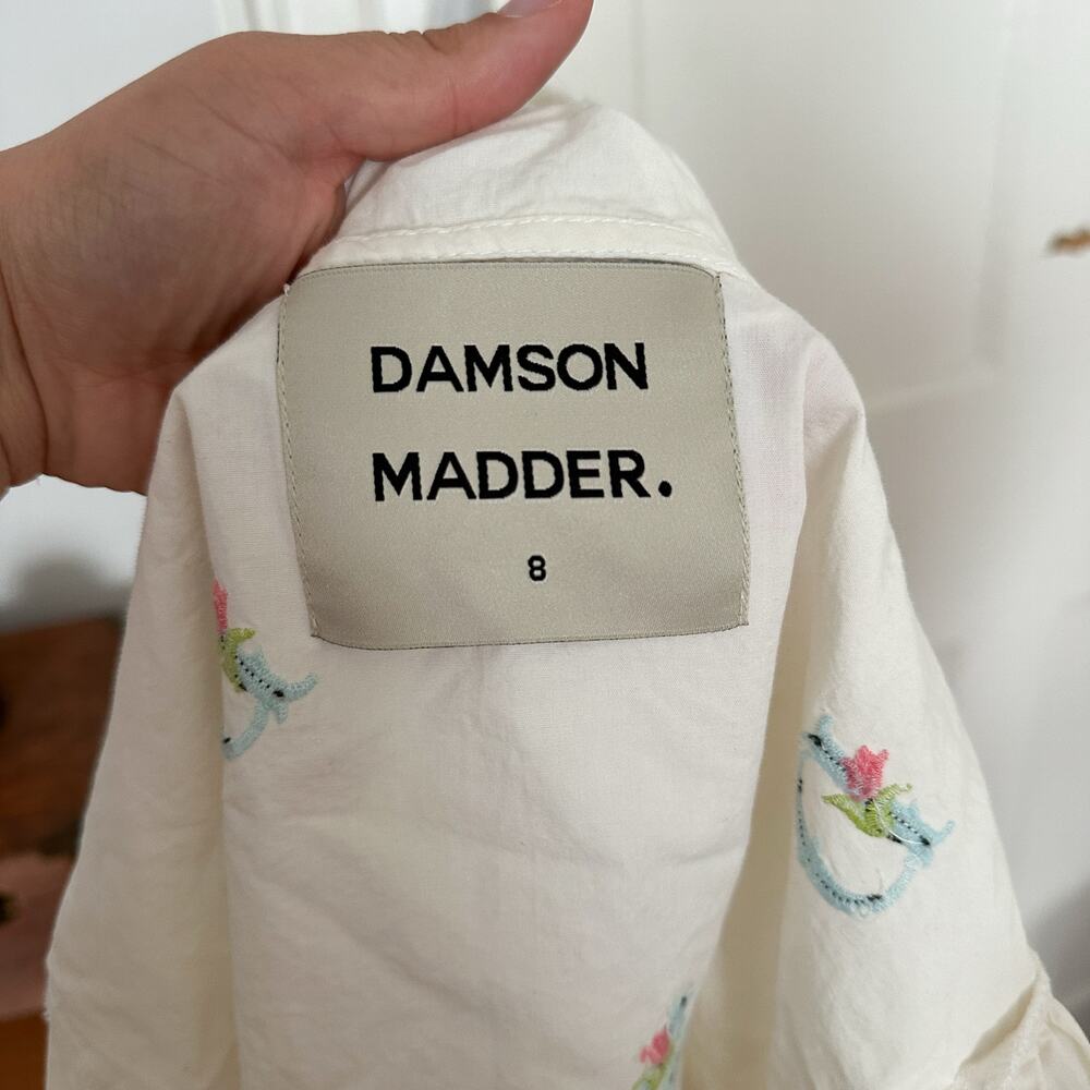 Damson Madder White Floral Collared Tie Top - Picture 5 of 5